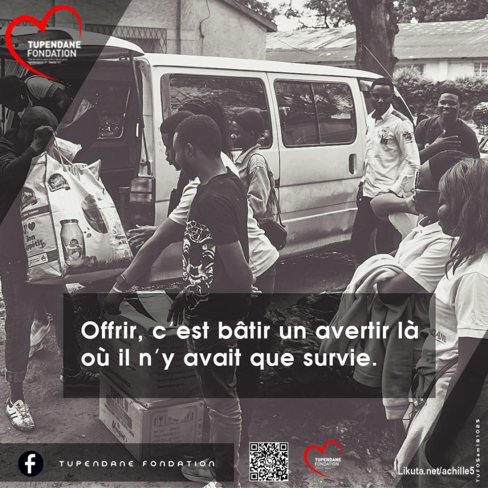 🤝 Ensemble, bâtissons là où il n’y avait que survie

Dans chaque quartier oublié, chaque regard fatigué, il y a une promesse silencieuse : celle d’un avenir possible. La Fondation Tupendane ne distribue pas seulement des vivres — elle sème l’espoir, elle construit des ponts entre la précarité et la dignité.

"Offrir, c’est bâtir un avenir là où il n’y avait que survie."  
Ce n’est pas qu’un slogan. C’est notre engagement quotidien.

Nous invitons les entreprises, institutions et mécènes visionnaires à devenir partenaires de cette transformation. En sponsorisant nos actions, vous ne financez pas une simple opération humanitaire — vous investissez dans la résilience, l’éducation, et la paix sociale.

Pourquoi nous rejoindre ?
- 🌍 Impact réel et mesurable : chaque don est transformé en action concrète sur le terrain.
- 📣 Visibilité positive : votre marque associée à des valeurs fortes et à une mobilisation communautaire.
- 🧩 Partenariat sur mesure : nous co-construisons avec vous des projets alignés à vos objectifs RSE ou d’engagement local.

Tupendane, c’est plus qu’une fondation. C’est un mouvement.  
Et vous pouvez en être le moteur.