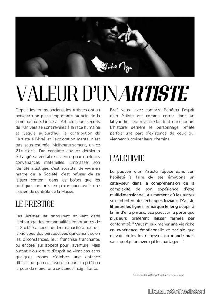 Artiste, connais-ta valeur.